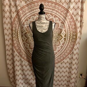 Allison Joy Olive Green Sleeveless Stretch Midi Dress Size S